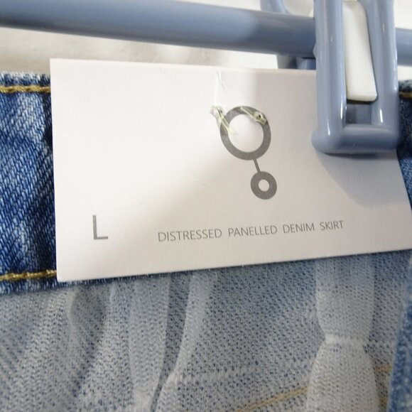 Insane Gene Distressed Panelled Denim Skirt Size L NEW Boho Festival Western - Picture 9 of 11